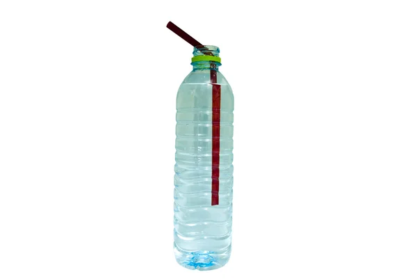 Garrafa de água e tubo isolado em branco — Fotografia de Stock