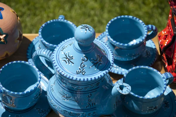 ट्यूनीशिया चाय क्रॉकरी स्टॉक तस्वीर