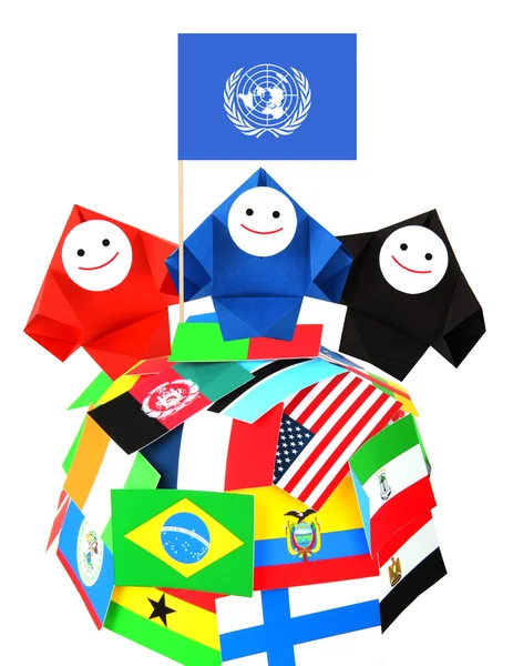 Nemzetközi kapcsolatok, az ENSZ és az együttműködés fogalmi képe — Stock Fotó