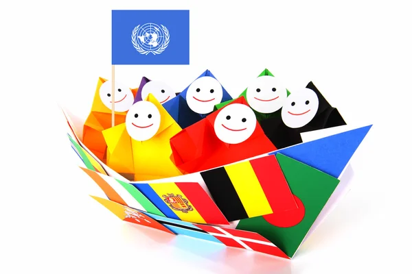 Konceptuell bild av internationella förbindelser, FN och samarbete — Stockfoto