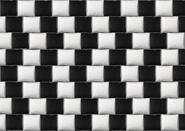 Optical illusion with black and white pillows clipart