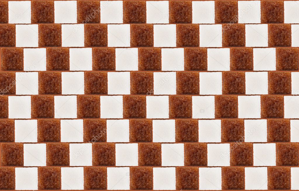 Optical illusion with lumps of white and cane sugar