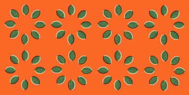 Optical illusion with circles made from green leaves clipart