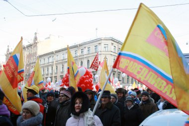 Meeting for free elections in St. Petersburg (Russia) on February 4, 2012 clipart