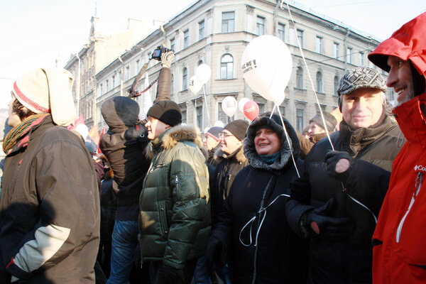 Meeting for free elections in St. Petersburg (Russia) on February 4, 2012
