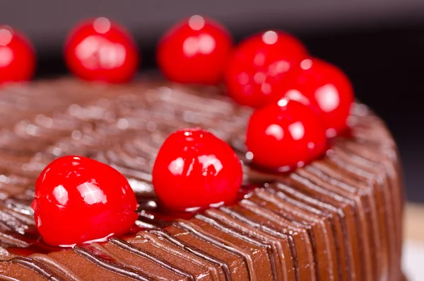 Chocolate Fudge Cake with Cherries — Stock Photo, Image