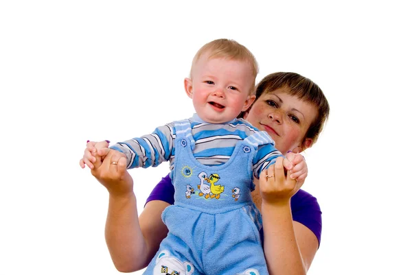 La madre è sulle mani di un bambino piccolo — Foto Stock