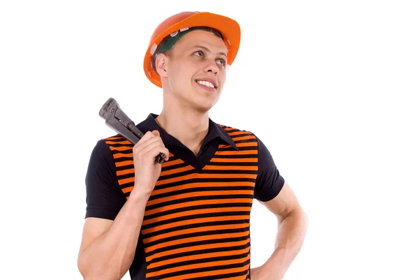 Builder with gas key — Stock Photo, Image