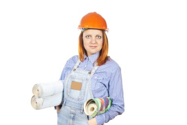 Girl builder and wallpaper clipart