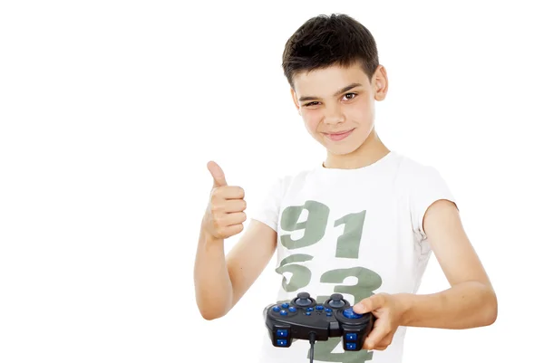 Chlapec s joystickem — Stock fotografie