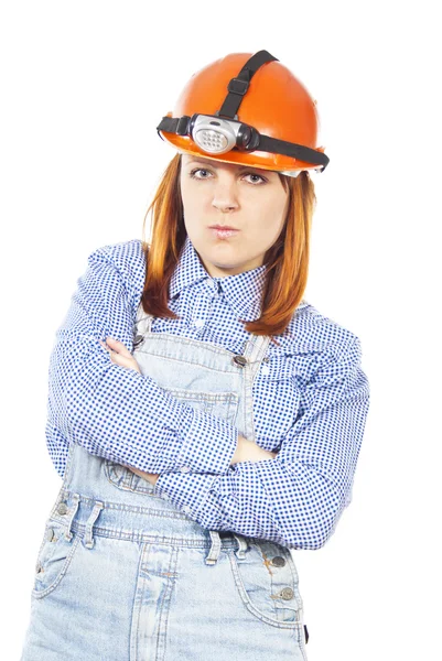 Builder a girl in a helmet — Stock Photo, Image