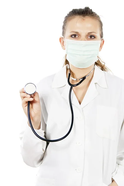 Arts luistert met een stethoscoop — Stockfoto