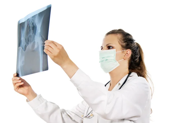 Doctor looking Girl picture x-ray — Stock Photo, Image