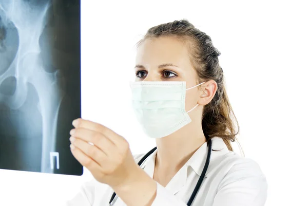 Lekarz na białym tle zdjęcia rentgenowskie — Zdjęcie stockowe