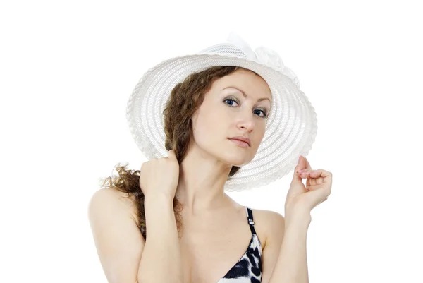 Retrato de una hermosa chica en el sombrero — Foto de Stock