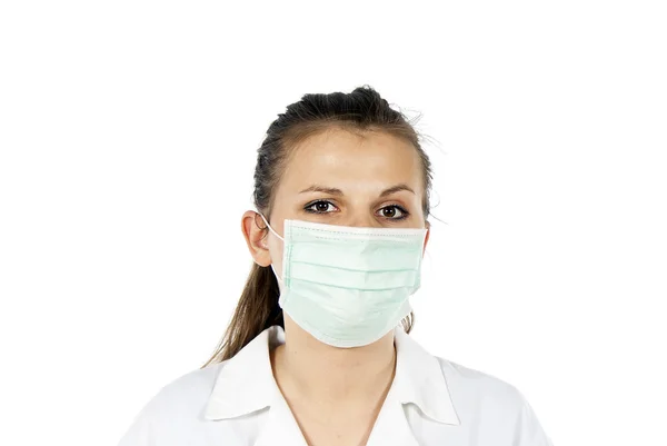 Портрет девушки в маске врача — стоковое фото