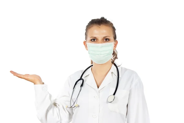 Kvinna läkare i en mask — Stockfoto