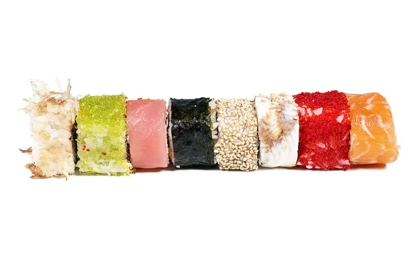 Rozmanité sushi, samostatný Royalty Free Stock Obrázky