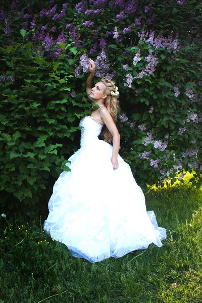 Hermosa chica en un vestido de novia — Foto de Stock
