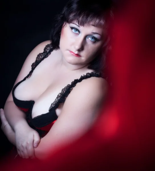 Woman in red lingerie — Stock Photo, Image