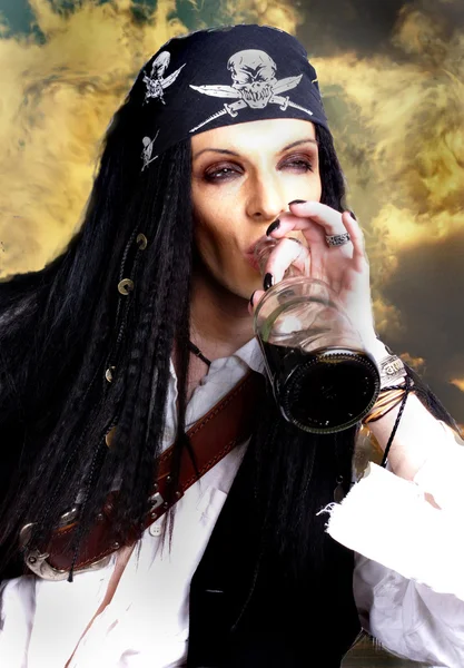Srandovní pirát s lahví — Stock fotografie