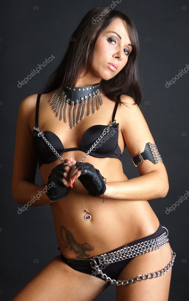 Beautiful girl in leather lingerie Stock Photo ©Ahersolda1 11525649