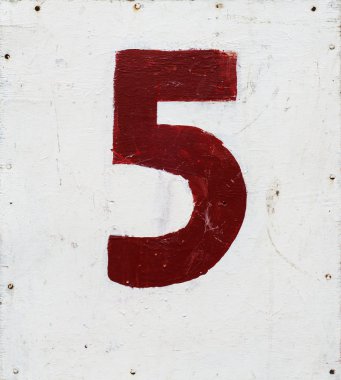 Number five on white plywood background clipart