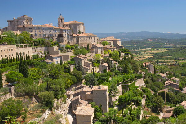 View of the hilltop village of Gordes ( Provence, France). This village has a typical Provencal character.
