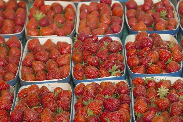 Aardbeien op een boerenmarkt — Stockfoto