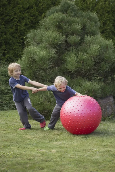 Los chicos estaban luchando por un globo relajante —  Fotos de Stock