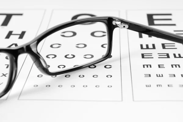 Читання окулярів та діаграми очей — стокове фото