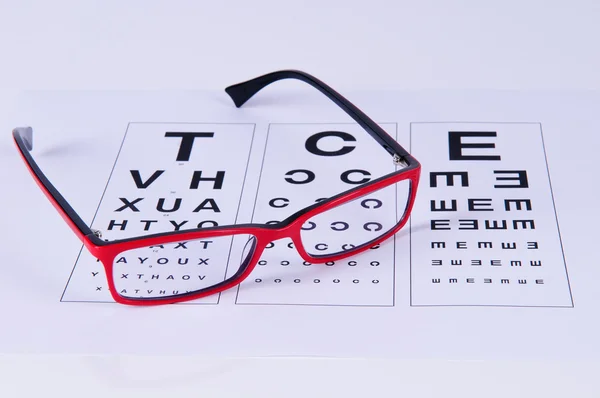 Lectura de anteojos y gráfico ocular —  Fotos de Stock