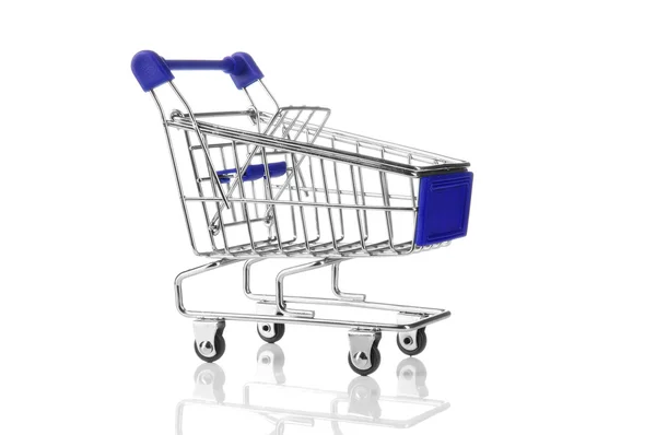 Modré nákupní vozík — Stock fotografie