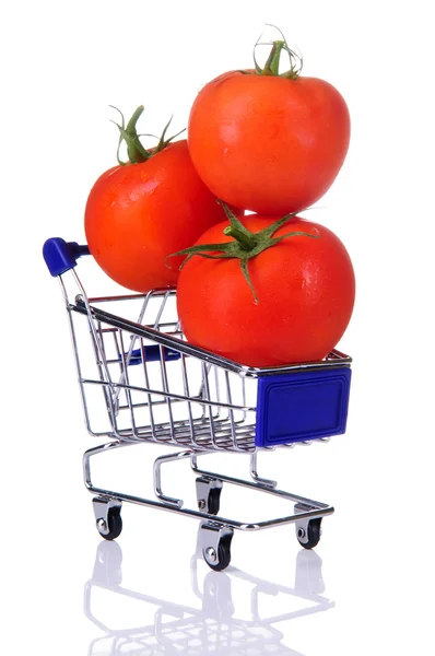购物车中的西红柿 — 图库照片