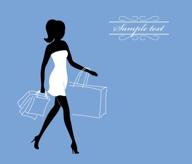 Girl with shopping bags clipart