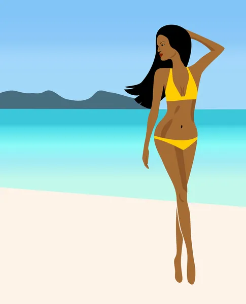 Una chica en bikini amarillo — Archivo Imágenes Vectoriales