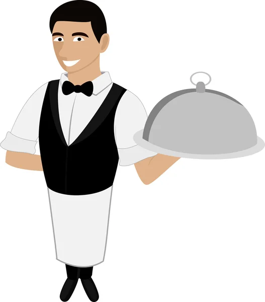 A waiter in a bow tie — Stock Vector