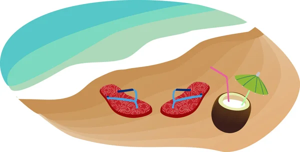 Tongs et noix de coco — Image vectorielle