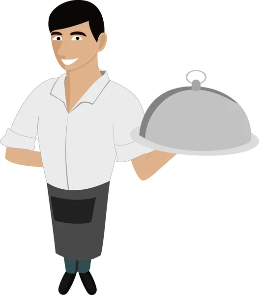 Официант с тарелкой — стоковый вектор