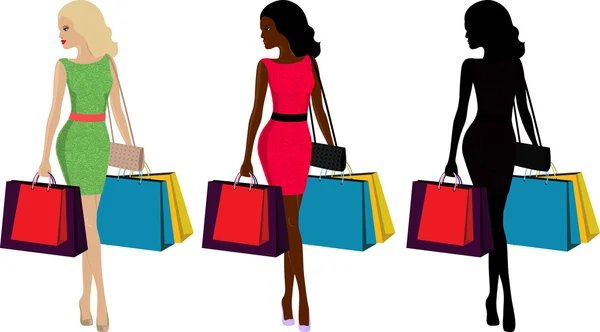 Femme et shopping — Image vectorielle