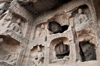 Carved buddhas at the Yungang Caves, Datong clipart