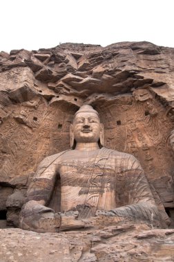 Giant stone Buddha, Yuangang Caves, Datong clipart