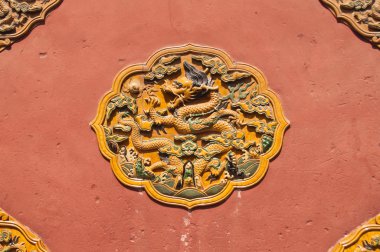 Dragon wall decoration, Forbidden City, Beijing clipart