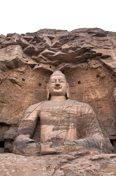 Riesensteinbuddha, Yuangang-Höhlen, Datong — Stockfoto