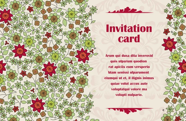 Elegância sem costura vetor flores convite cartão — Vetor de Stock