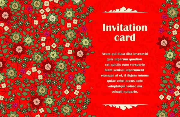 Eleganz nahtlose Vektor Blumen Einladungskarte — Stockvektor
