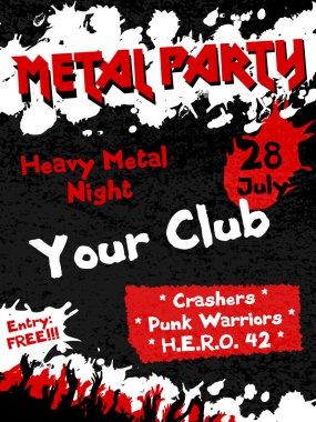 Metal Party flyer vector template clipart