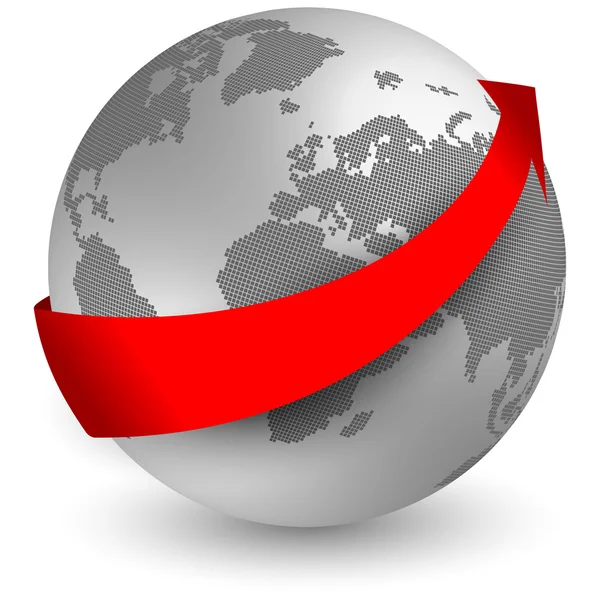 赤い矢印で地球の概念 — ストックベクタ