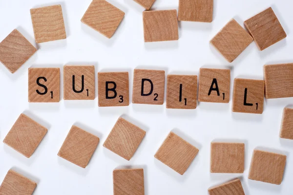 Słowo 'subdial' wypisanym — Zdjęcie stockowe