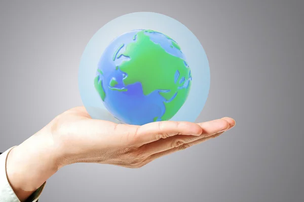 Esfera cubierta de vidrio salvar el mundo — Foto de Stock